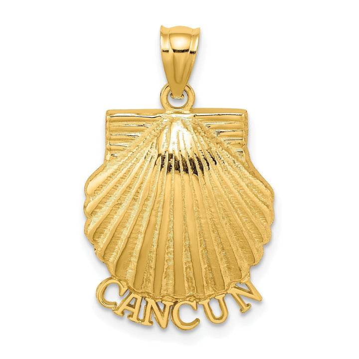 14K Yellow Gold Textured Polished Finish CANCUN Scallop Shell Charm Pendant