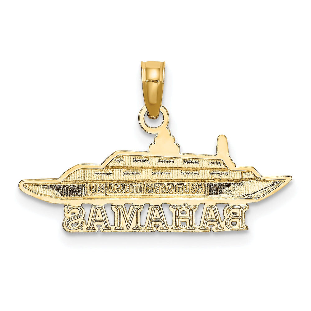 14k Yellow Gold Solid Polished Finish BAHAMAS Under Cruise Ship Charm Pendant