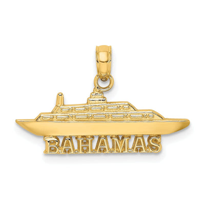 14k Yellow Gold Solid Polished Finish BAHAMAS Under Cruise Ship Charm Pendant at $ 92.1 only from Jewelryshopping.com