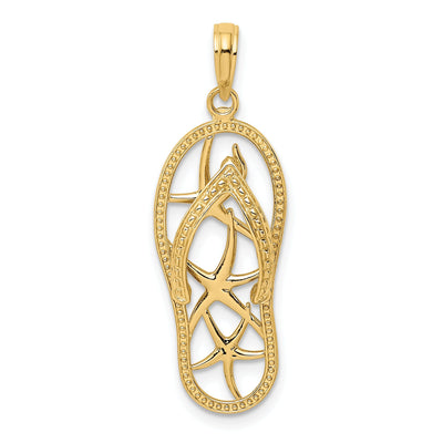 14K Yellow Gold Polished Textured Finish Multi Starfish Design Flip-Flop Sandle Charm Pendant at $ 162.3 only from Jewelryshopping.com