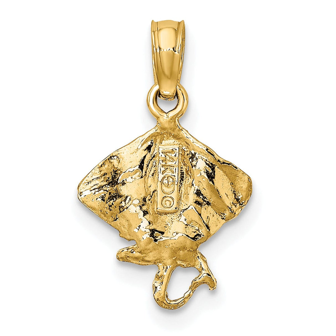 14K Yellow Gold Solid Textured Casted Polished Finish Stingray Charm Pendant