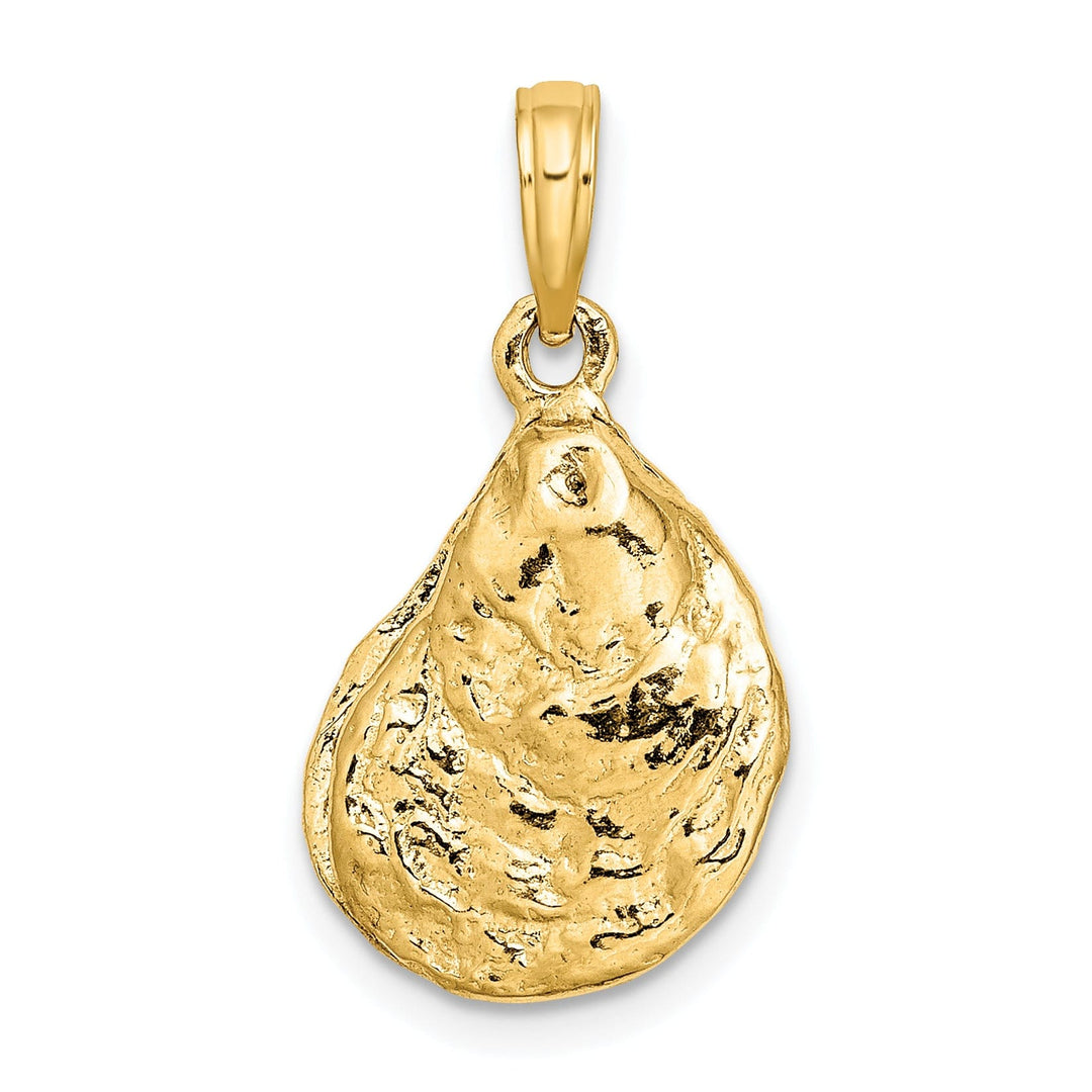 14K Yellow Gold 3-Dimensional Polished Texture Finish Oyster Shell Charm Pendant