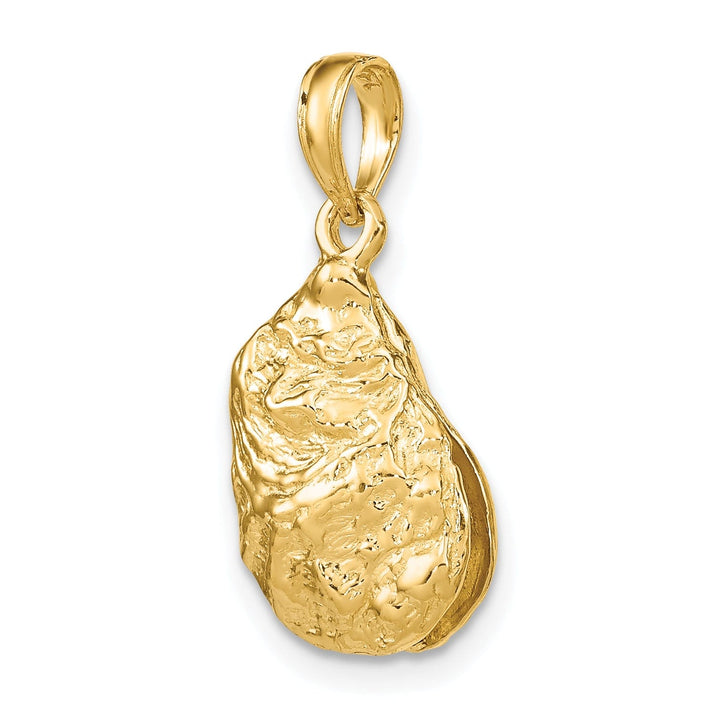 14K Yellow Gold 3-Dimensional Polished Texture Finish Oyster Shell Charm Pendant