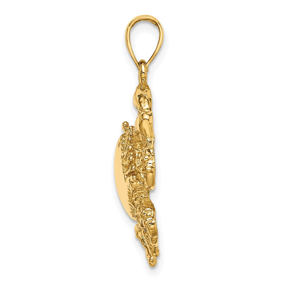 14k Yellow Gold Polished Texture Finish Blue Claw Crab Charm Pendant