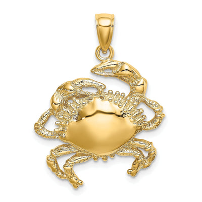 14k Yellow Gold Polished Texture Finish Blue Claw Crab Charm Pendant at $ 399.84 only from Jewelryshopping.com