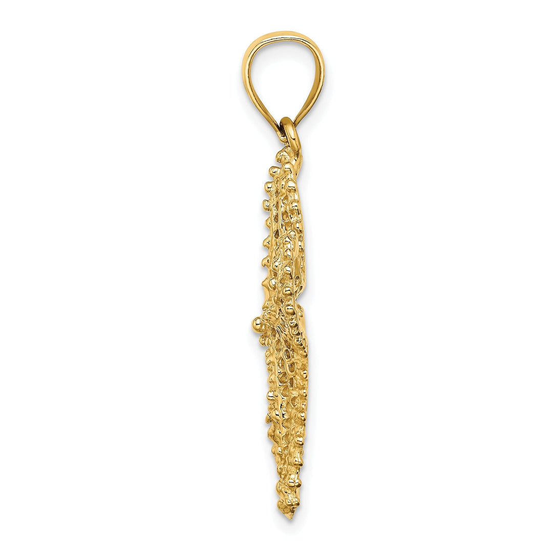 14K Yellow Gold Polished Beaded Design Starfish Charm Pendant