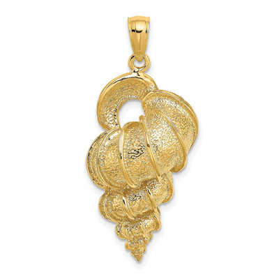 14K Yellow Gold Open Back Solid Polished Texture Finish 2-Dimensional Precious Wentletrap Shell Charm Pendant at $ 569.14 only from Jewelryshopping.com