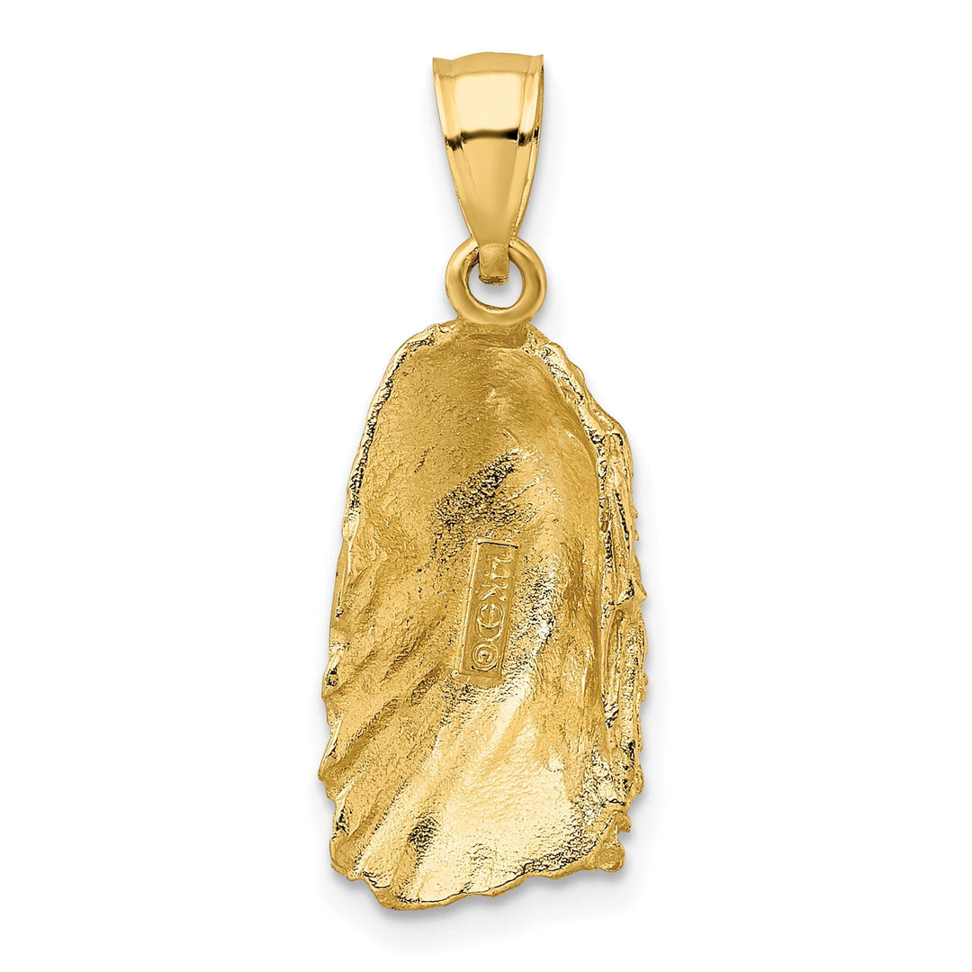 14K Yellow Gold Polished Textured Finish Sea Shell Charm Pendant