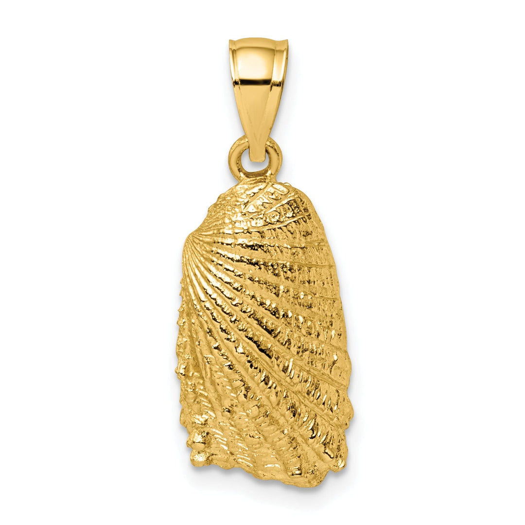 14K Yellow Gold Polished Textured Finish Sea Shell Charm Pendant