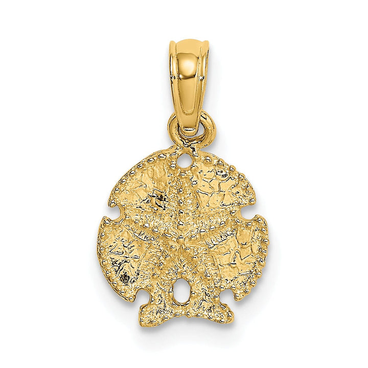 14K Yellow Gold Textured Polish Finish Starfish on Sea Sand Dollar Beaded Design Charm Pendant