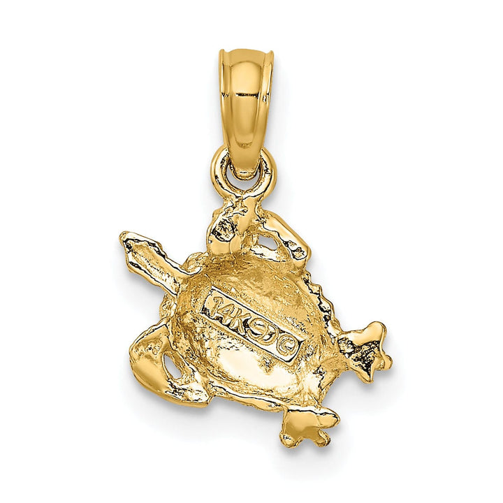 14k Yellow Gold Solid Polished and Textured Finish Sea Turtle Charm Pendant