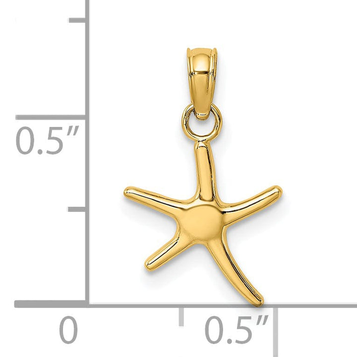 14K Yellow Gold Small Size Dancing Starfish Pendant