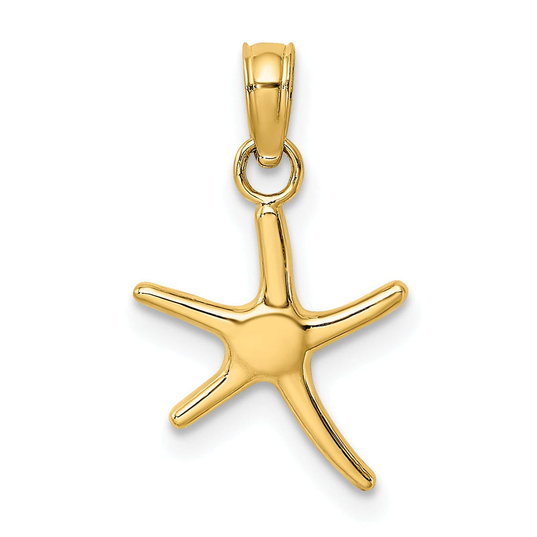 14K Yellow Gold Small Size Dancing Starfish Pendant