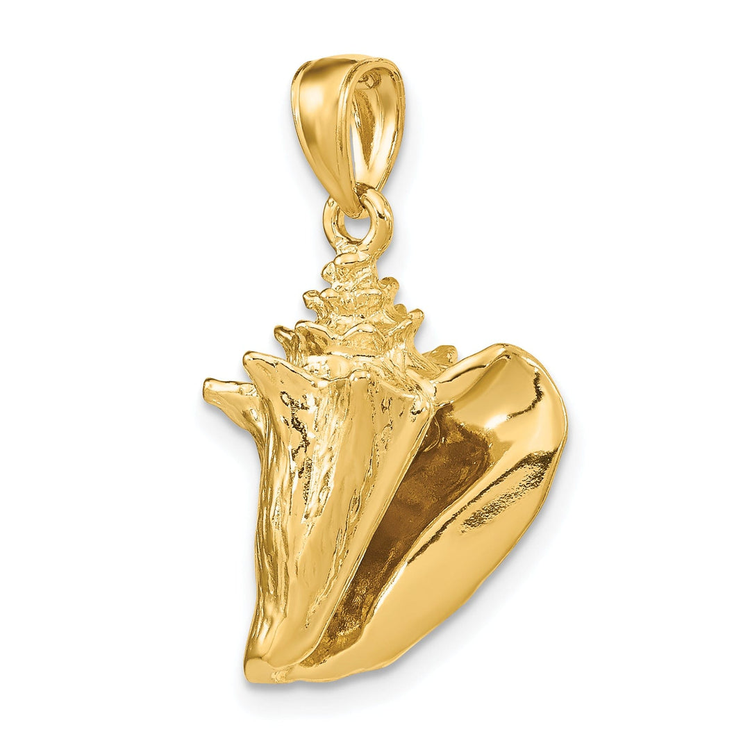 14K Yellow Gold 3-Dimensional Polished Finish Conch Shell Charm Pendant