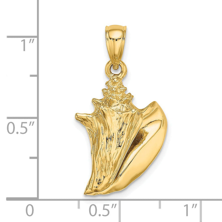 14K Yellow Gold 3-Dimensional Polished Finish Conch Shell Charm Pendant