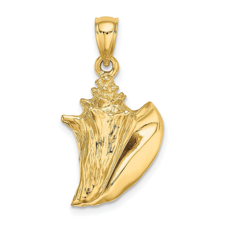 14K Yellow Gold 3-Dimensional Polished Finish Conch Shell Charm Pendant