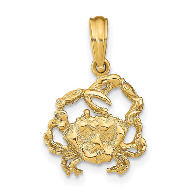14k Yellow Gold Polished Texture Finished Blue Claw Crab Charm Pendant at $ 98.16 only from Jewelryshopping.com