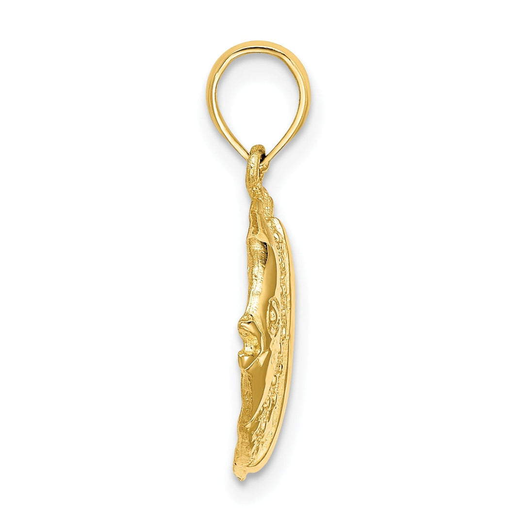 14K Yellow Gold Polished Textured Finish Fish Charm Pendant