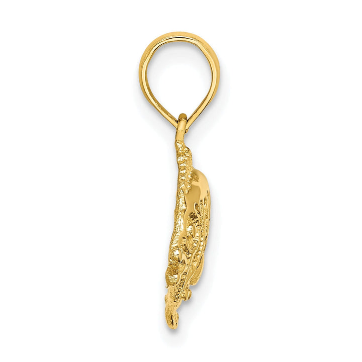 14K Yellow Gold Polished Textured Finish Fish Design Charm Pendant