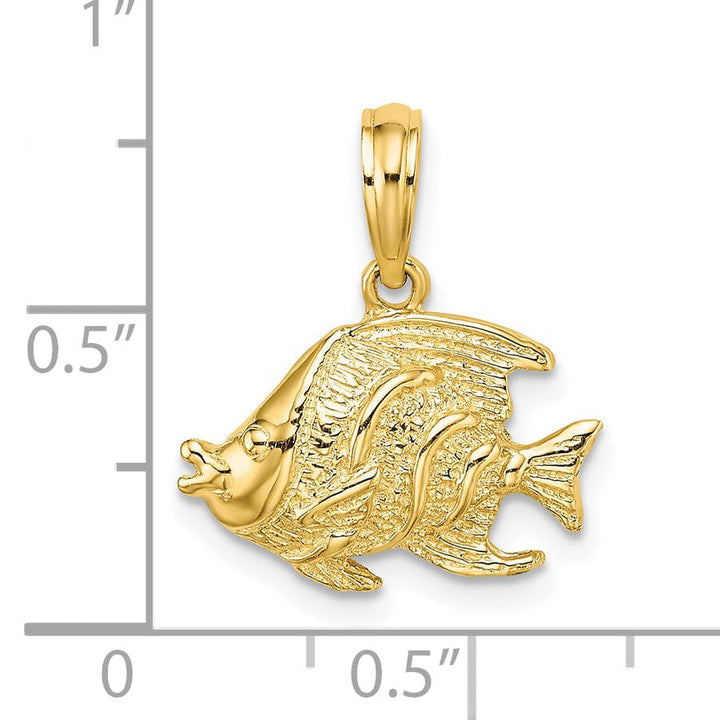 14K Yellow Gold Textured Polished Finish Fish Solid Design Charm Pendant