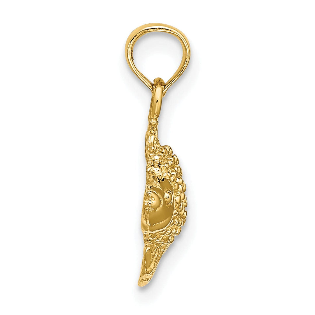 14K Yellow Gold Solid Textured Polished Finish Striped Fish 2-Dimensional Design Charm Pendant