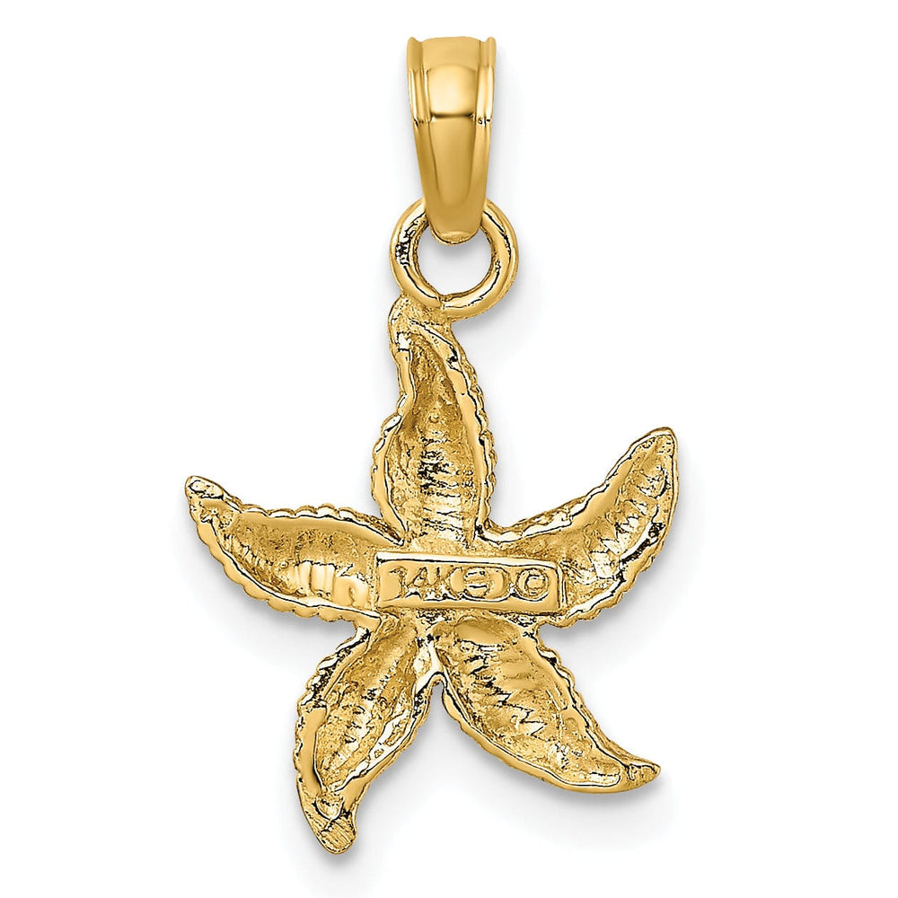 14k Yellow Gold Solid Textured Starfish Design Pendant