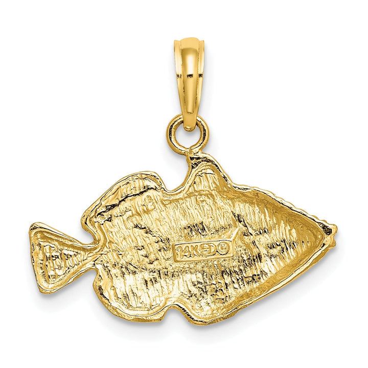 14K Yellow Gold Polished Textured Finish Stripped Fish Design Charm Pendant