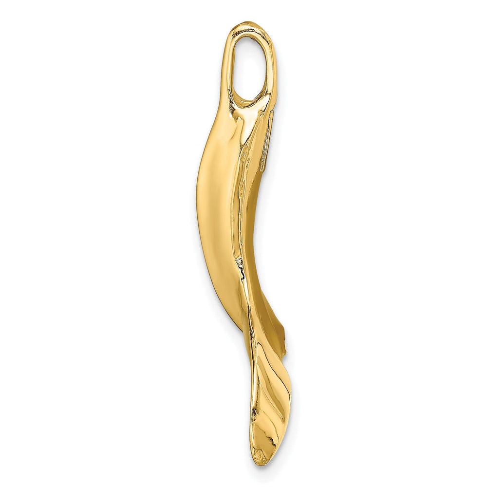 14K Yellow Gold Polished Finish 3-Dimensional Whale Tail Chain Slide Will not fit Omega Chain