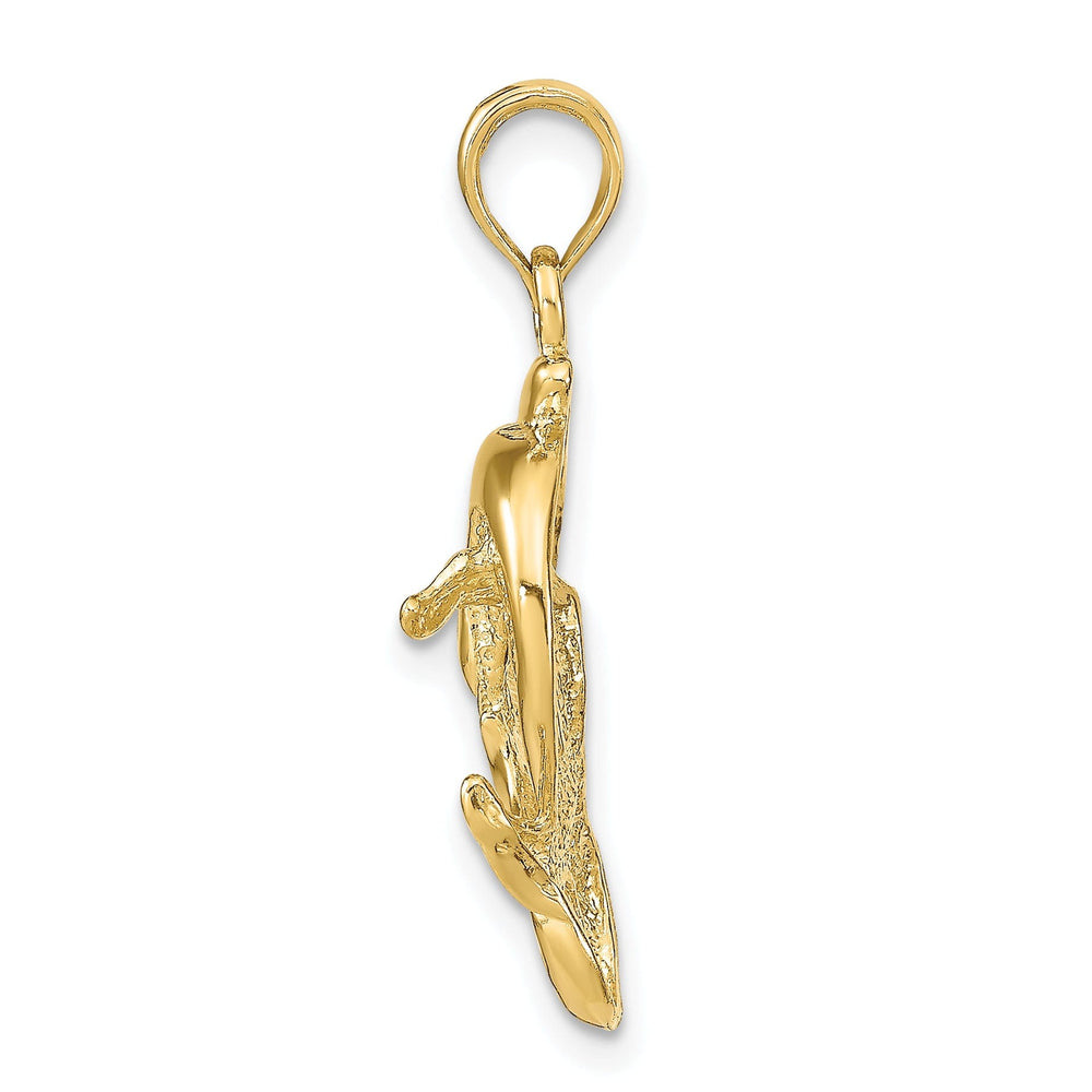 14k Yellow Gold Dolphins Solid Textured Polished Finish Charm Pendant