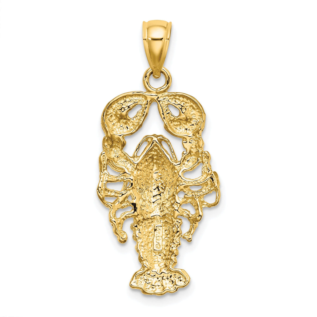 14K Yellow Gold Polished Textured Finish Maine Lobster Charm Pendant