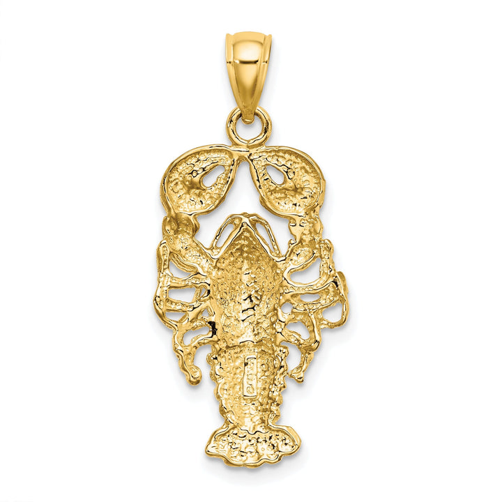 14K Yellow Gold Polished Textured Finish Maine Lobster Charm Pendant