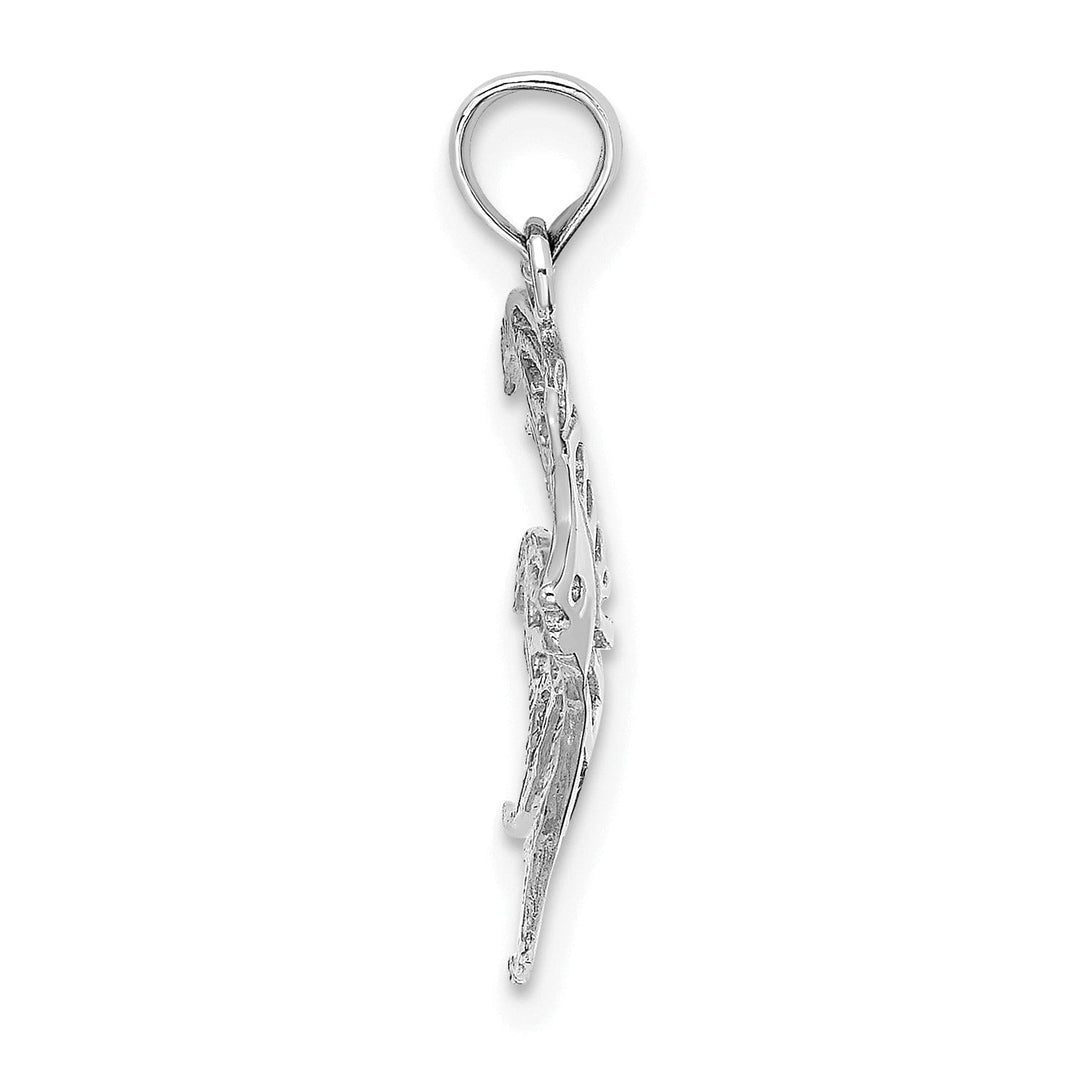 14K White Gold Textured Polished Finish Cut Out ANGELFISH Charm Pendant