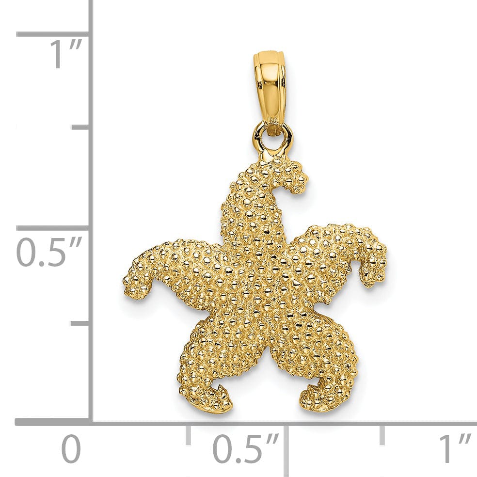 14K Yellow Gold Solid Polished Finish Starfish Charm Pendant