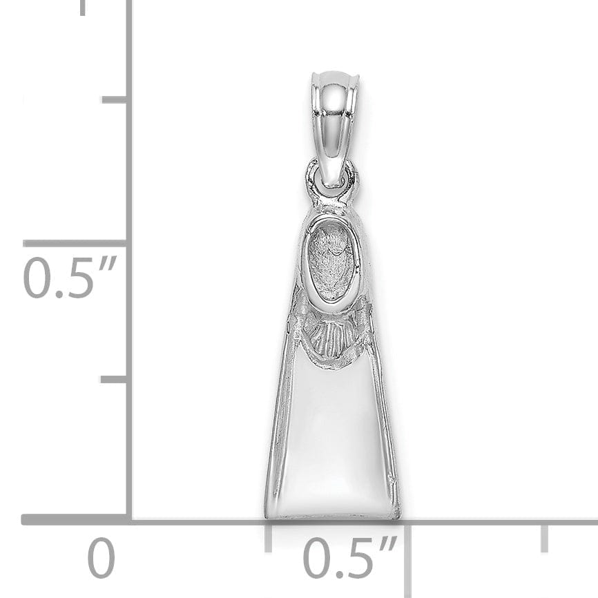 14K White Gold Polish Finish Scuba Flipper Charm Pendant