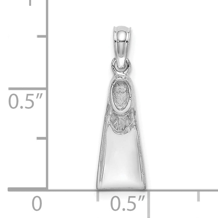 14K White Gold Polish Finish Scuba Flipper Charm Pendant