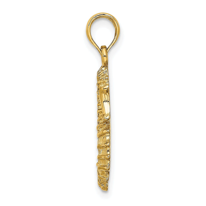 14k Yellow Gold Textured Polished Finish Seahorse Charm Pendant