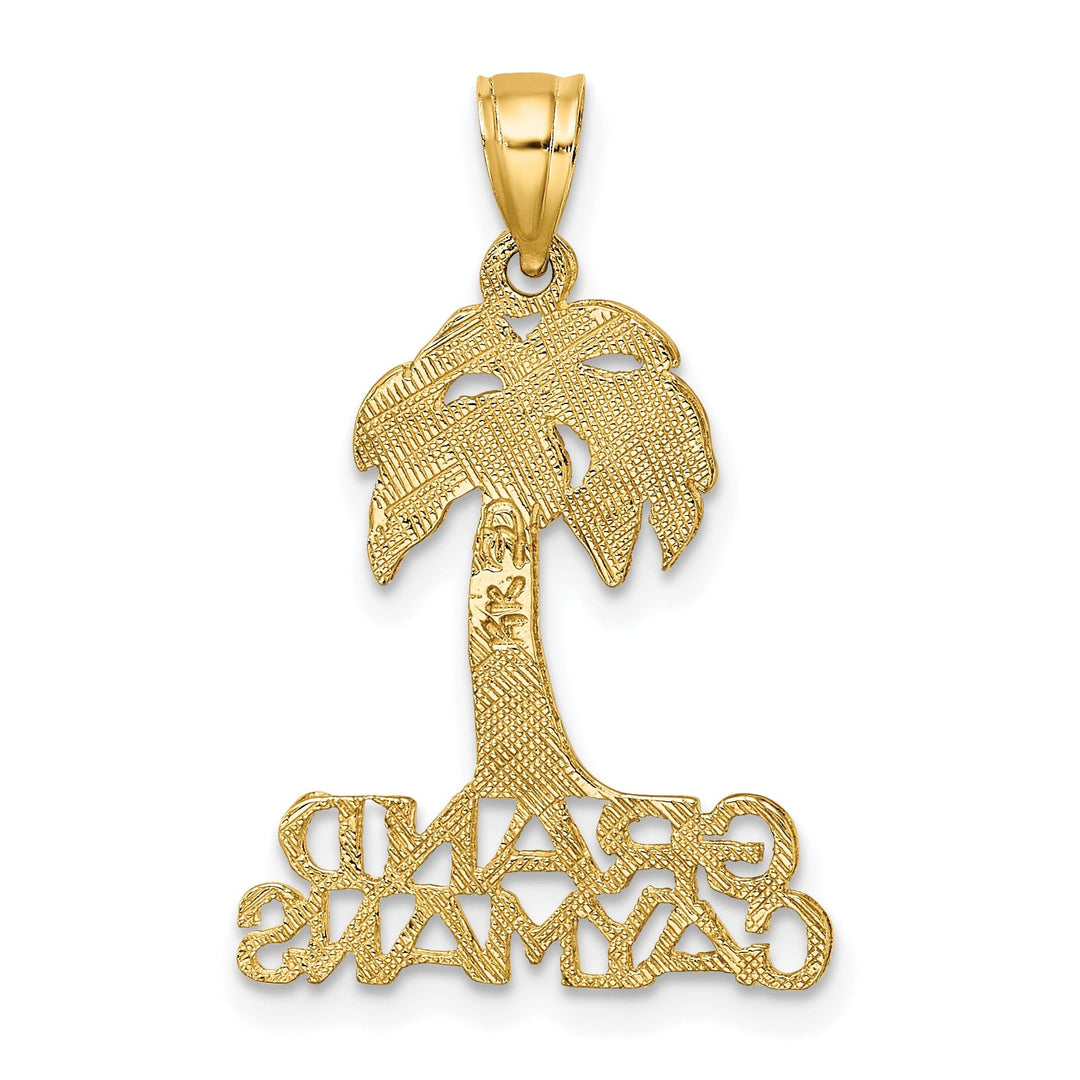 14K Yellow Gold Polished Textured Finish GRAND CAYMANS Under Palm Tree Charm Pendant