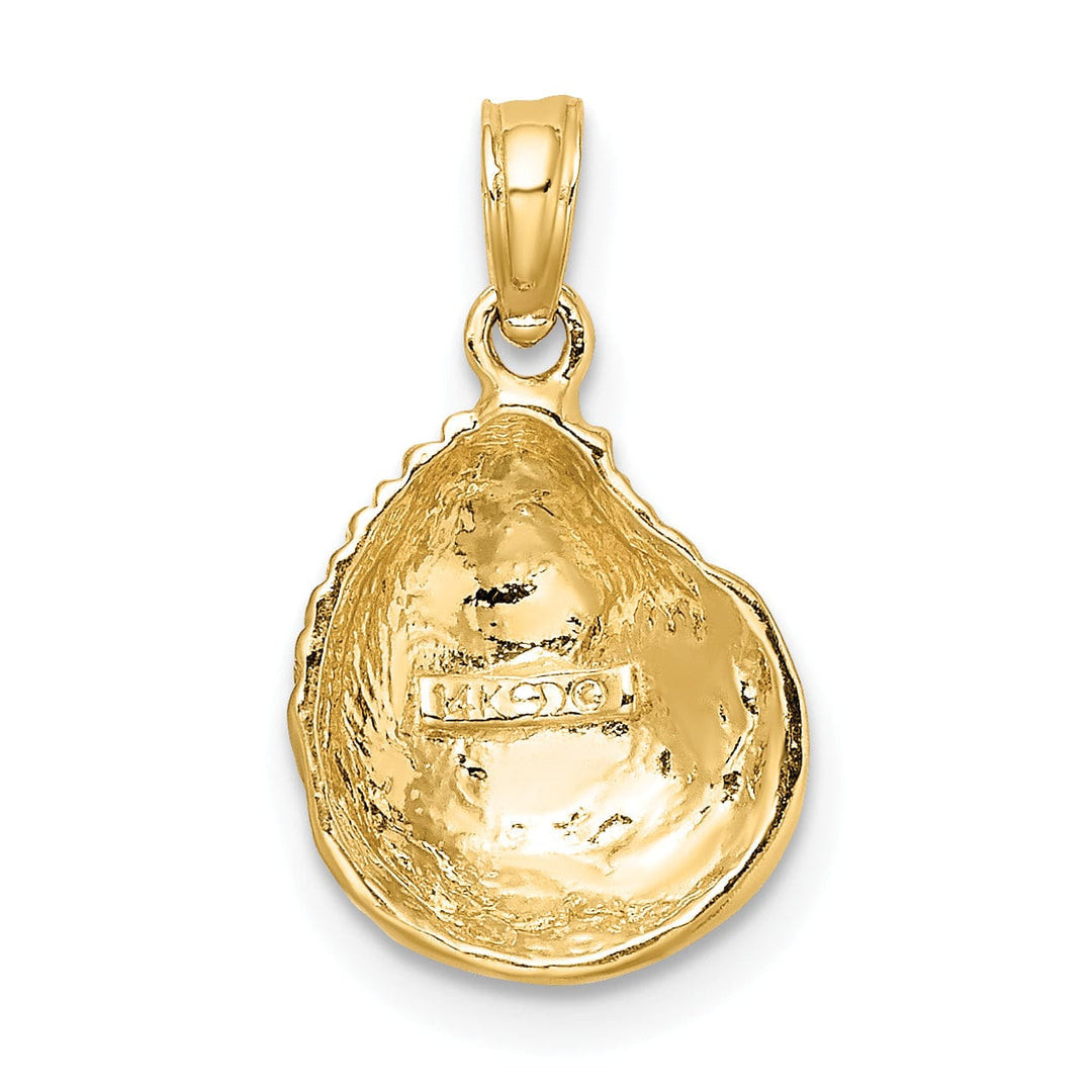 14K Yellow Gold Polished Textured Finish Sea Shell Clam Charm Pendant