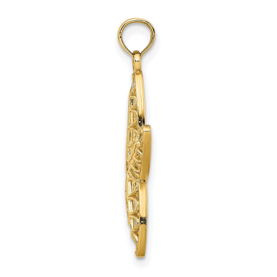 14K Yellow Gold Textured Polished Finish Cut-Out Design Starfish Charm Pendant