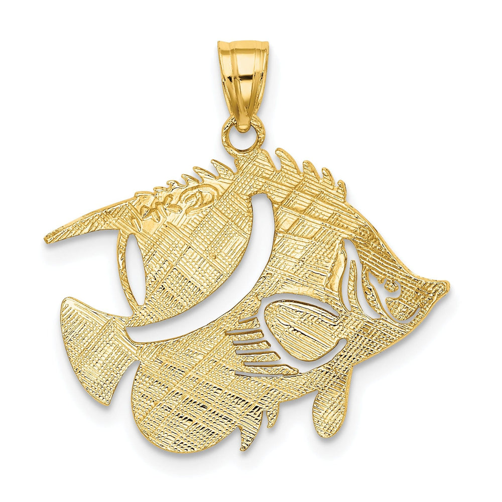 14K Yellow Gold Textured Polished Finish Fish Design Charm Pendant