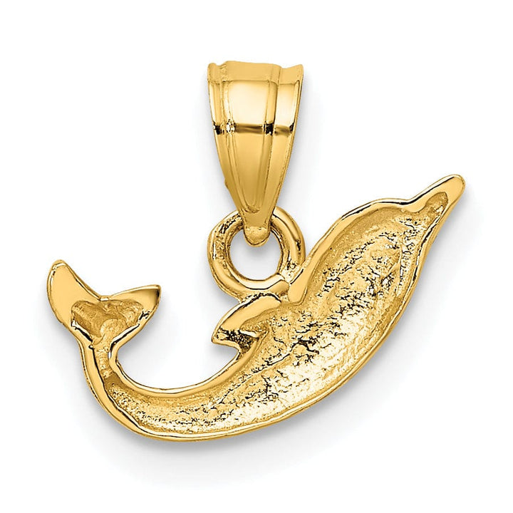 14k Yellow Gold Casted Solid Polished Finish Mini Dolphin Charm Pendant