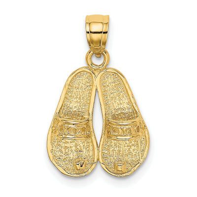 14K Yellow Gold Polished Textured Finish Reversible BAHAMAS Double Flip Flop Sandals Charm Pendant at $ 151.27 only from Jewelryshopping.com