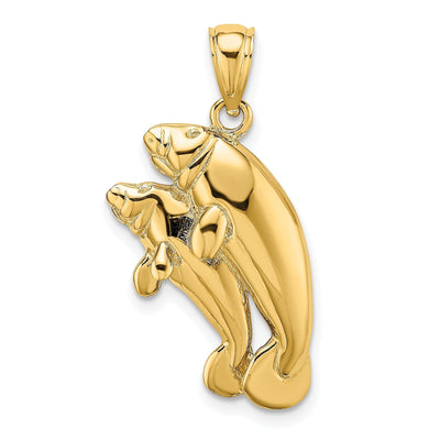 14K Yellow Gold Polished Finish 2-Dimensional Two Manatees Design Charm Pendant at $ 296.26 only from Jewelryshopping.com
