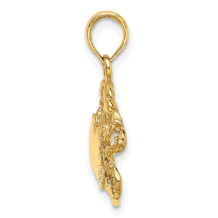 14k Yellow Gold Polished Textured Finish Crab Charm Pendant