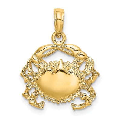 14k Yellow Gold Polished Textured Finish Crab Charm Pendant at $ 182.7 only from Jewelryshopping.com