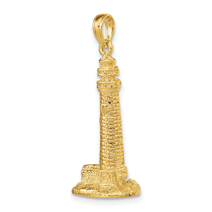 14K Yellow Gold Polished Finish 3-Dimensional CAPE MAY Lighthouse Charm Pendant