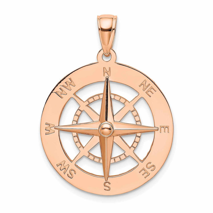 14K Rose Gold Polished Finish Boating Nautical Compass Charm Pendant are Great Gift For Men