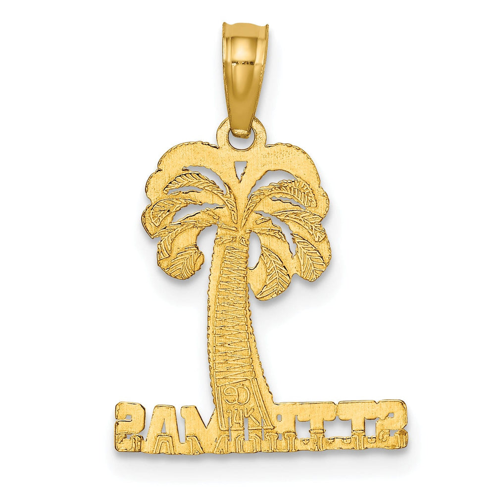 14K Yellow Gold Polished SAINT THOMAS Under Palm Tree Pendant