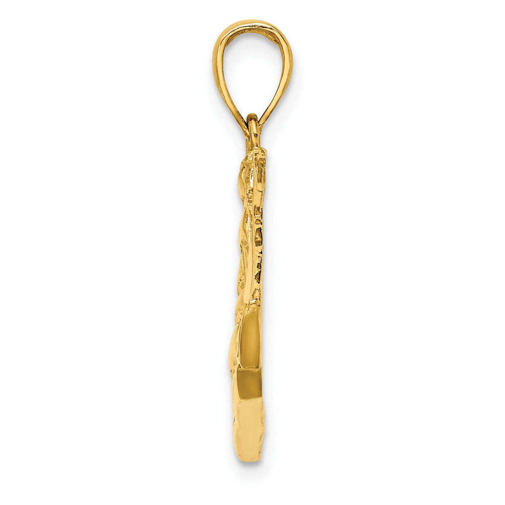14K Yellow Gold 2-Dimensional Polished Finished Sailing Ship Charm Pendant