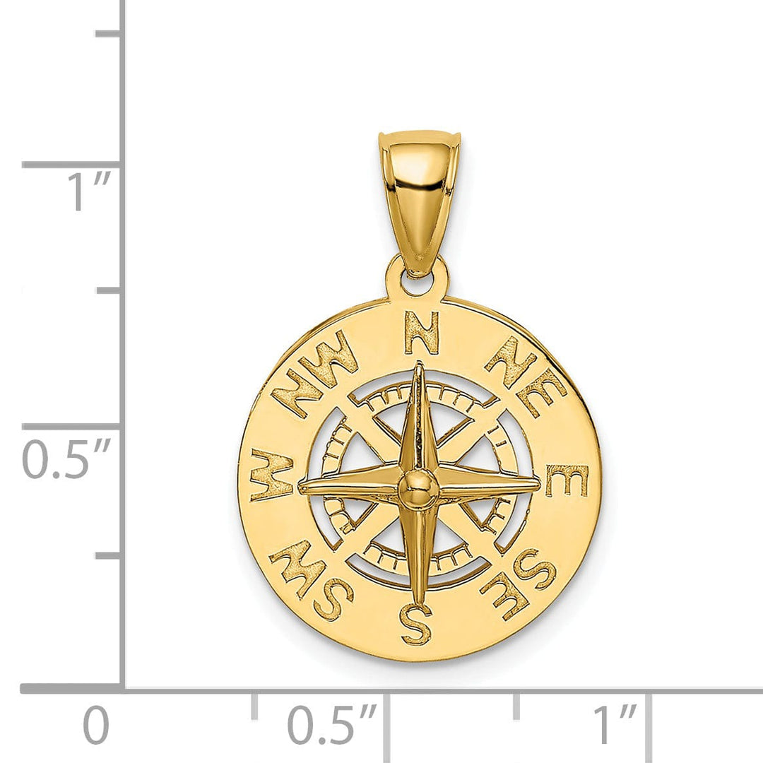 14K Yellow Gold Polished Finish Boating Nautical Compass Charm Pendant are Great Gift For Men